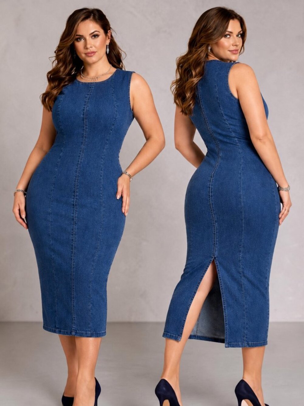 Good American Denim Midi Column Dress Indigo 3XL / 6 NWT